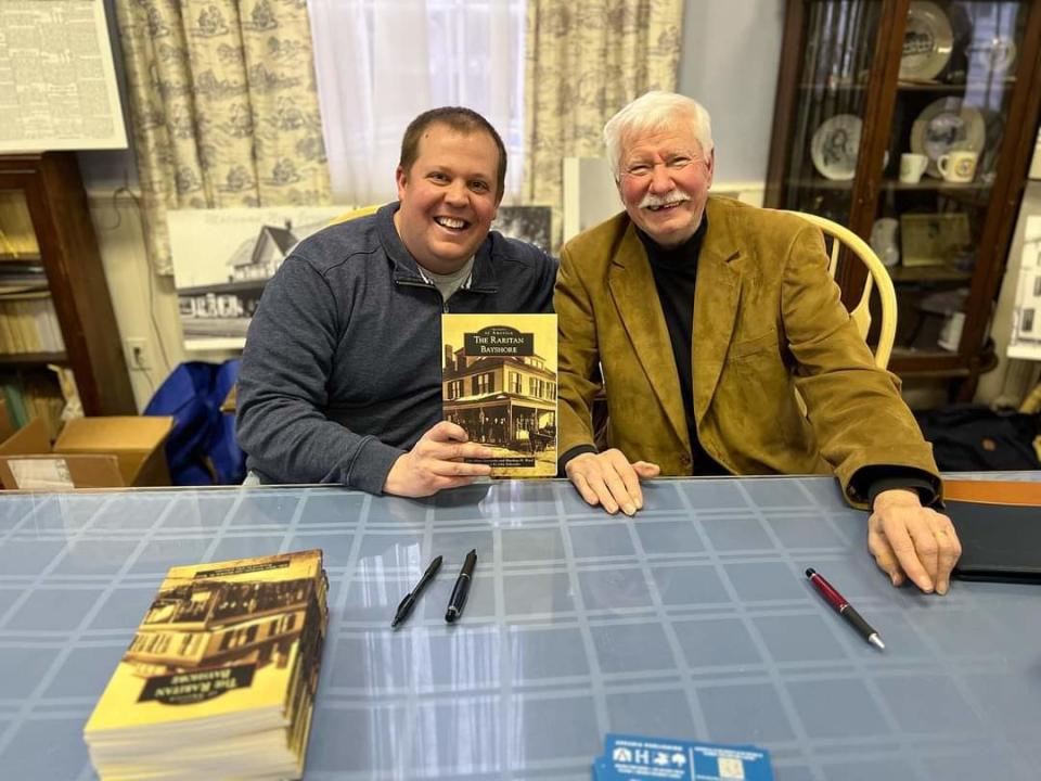 "The Raritan Bayshore" co-authors Matt Ward (left) and Al Savolaine at a book signing in Matawan Jan. 23.