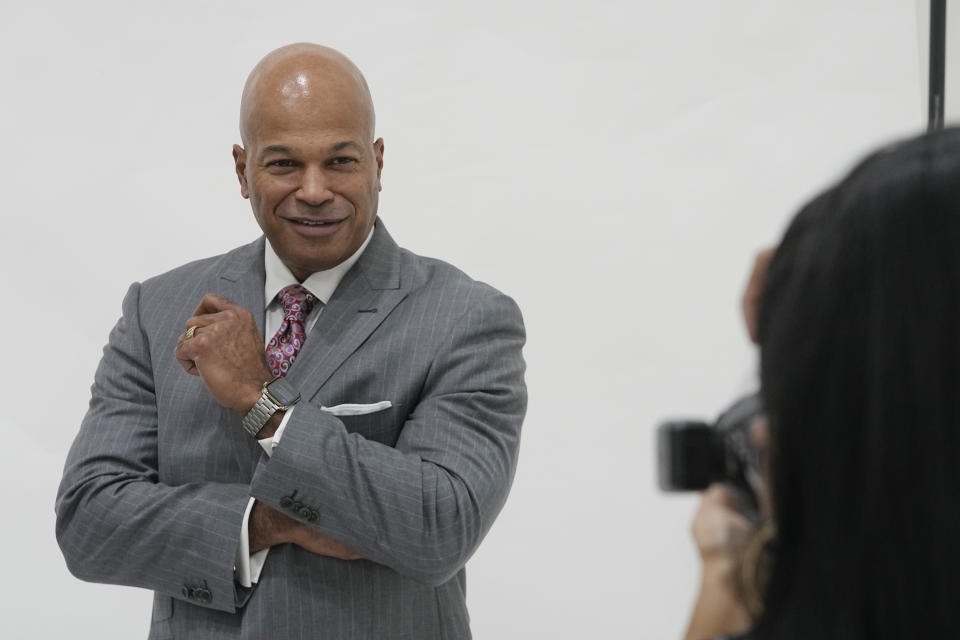 Pastor James Jackson, the lead pastor of Fervent Prayer Church, poses for a photo at the church, Friday, Dec. 23, 2022, in Indianapolis. Jackson is running for mayor of Indianapolis. (AP Photo/Darron Cummings)