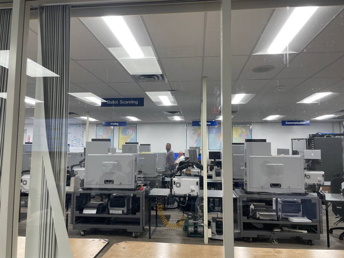 The tabulation room at the Miami-Dade County elections office in Doral on Nov. 8, 2022