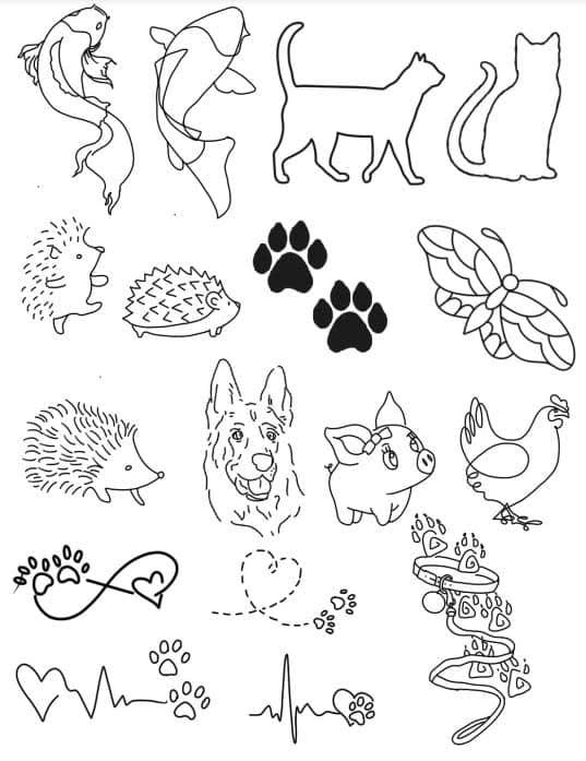 Flash sheets at Divergent Ink for the Tattoos for Rescues event.