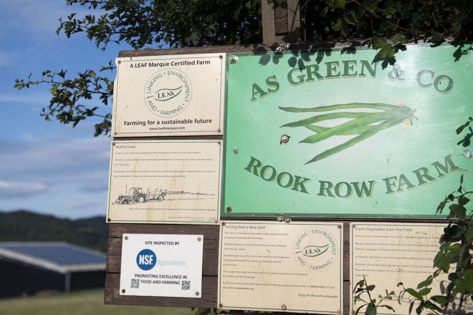 A close-up of a sign at the entrance to the AS Green and Co farm (Getty Images)