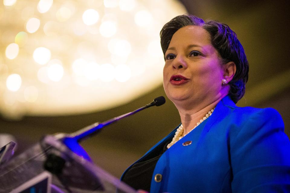 State Sen. Jennifer McClellan, D-Richmond, celebrates at her election party after winning the seat for Virginia's 4th Congressional District on Tuesday, Feb. 21, 2023, in Richmond, Va.