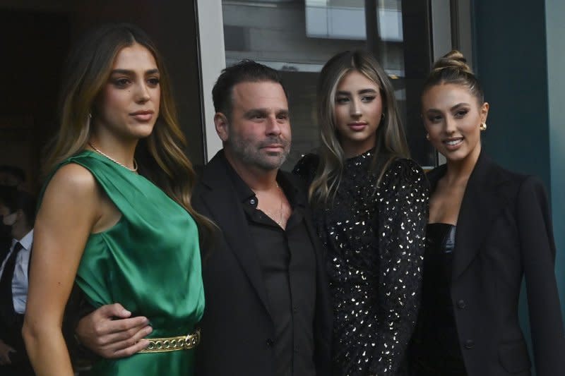 Sistine Rose Stallone, Randall Emmitt, Scarlet Rose Stallone and Sophia Rose Stallone, from left to right, attend the Los Angeles premiere of "Midnight in the Switchgrass" in 2021. File Photo by Jim Ruymen/UPI