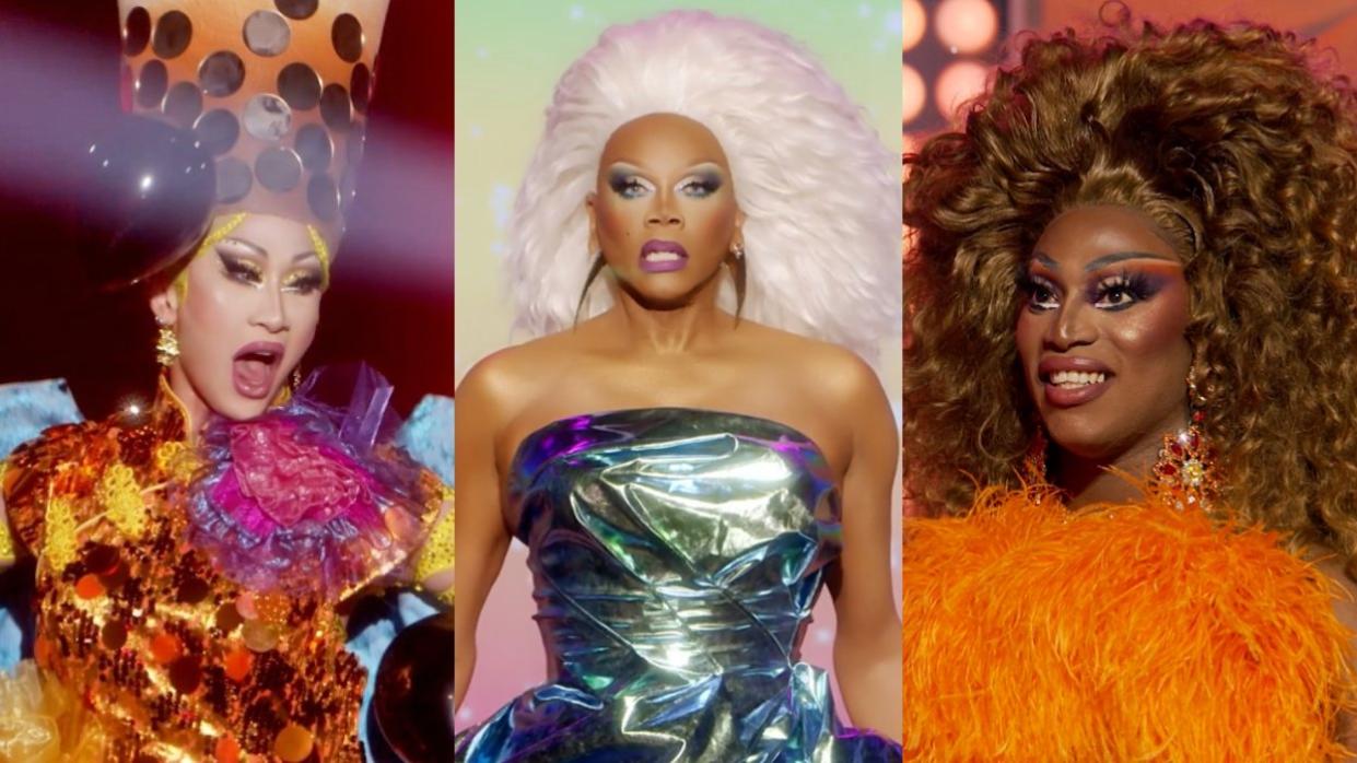 Nymphia Wind; RuPaul; Sapphira Cristál on RuPaul's Drag Race season 16