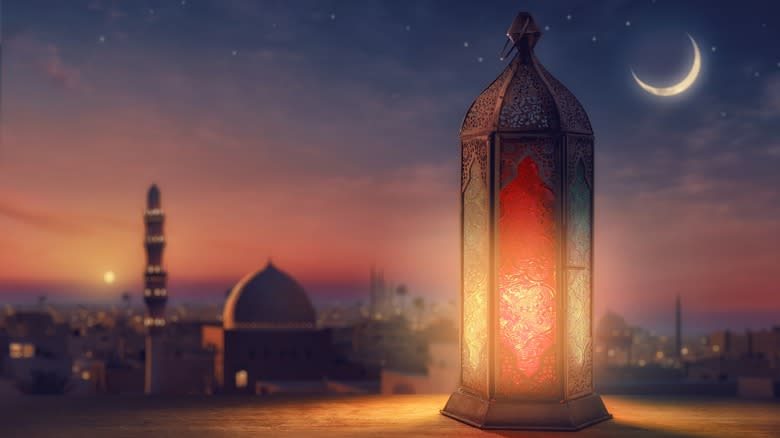 Oil lamp at night