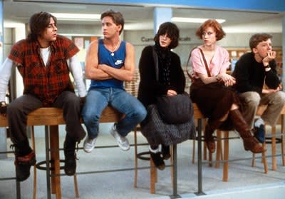 Molly Ringwald's look in "The Breakfast Club" is timeless: The soft pink blouse, the long skirt, THE BOOTS. Everyone should dress like this.