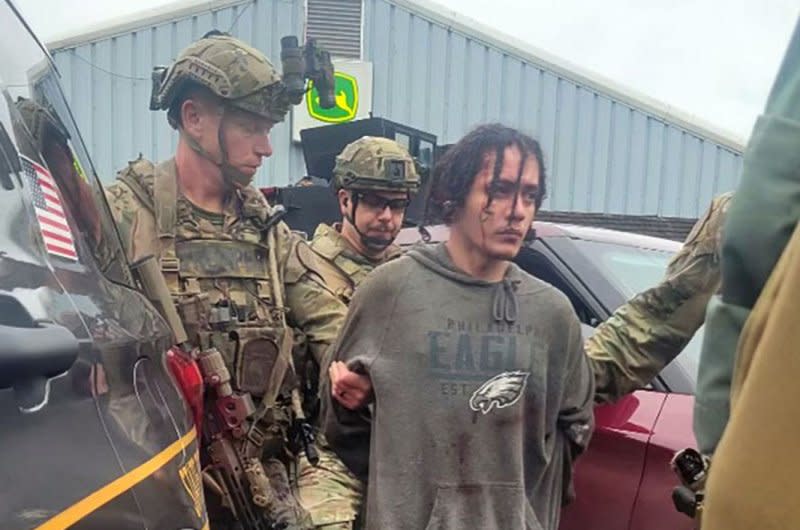 Escaped convict and convicted murderer Danelo Cavalcante was captured Wednesday near Kennett Square, Pa., after a 14-day manhunt. Photo courtesy of Pennsylvania State Police/UPI