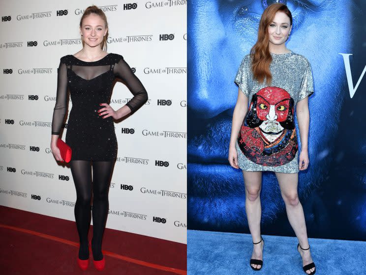 Sophie Turner in 2012 and 2017. (Photo: Getty Images)