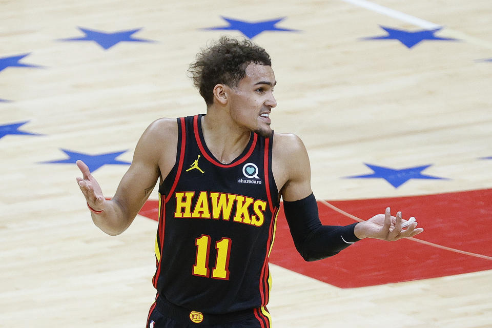 Hawks star Trae Young was an offensive force in Game 1 against the Sixers. (Tim Nwachukwu/Getty Images)