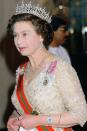 <p> King Khalid of Saudi Arabia gave this necklace to Queen Elizabeth in 1979, and she wore it frequently. </p>