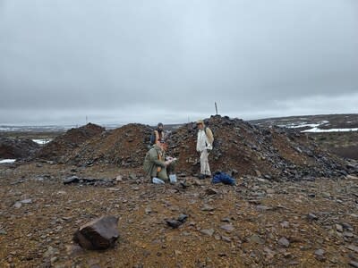 Geologists Mike Muggridge and Pierre-Luc Lalonde and CEO Brian Bosse at Blue Lake Adit, May 2024 (CNW Group/IC Capitalight Corp.)