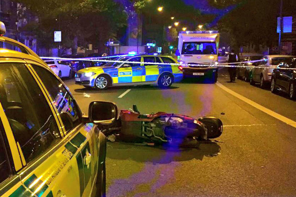 High risk: the scene of a motorbike crash on Old Kent Road: LAS_JRU/Twitter