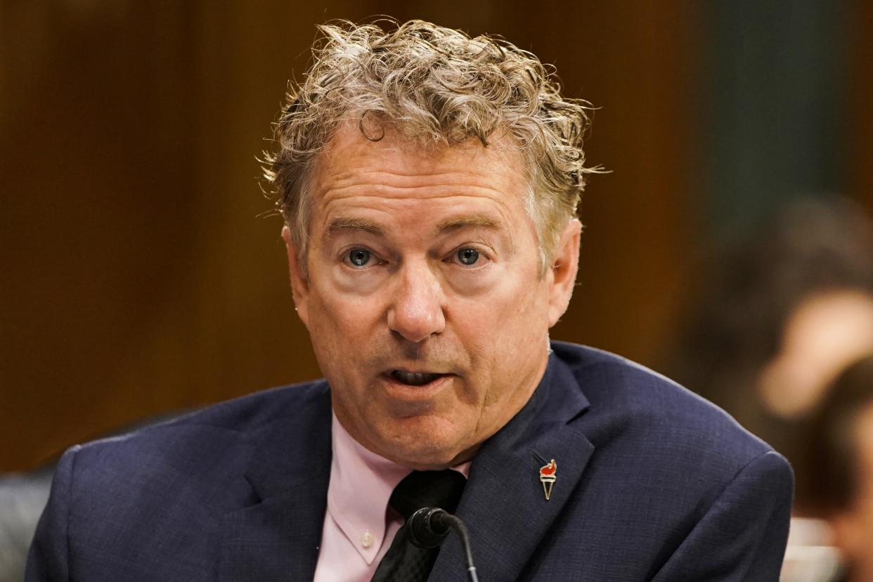 <p>Rand Paul (R-KY) questions Dr Anthony Fauci, director of the National Institute of Allergy and Infectious Diseases, about gain of function research </p> (REUTERS)