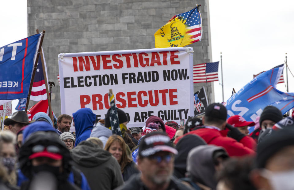 Crowds gather outside the U.S. Capitol for the "Stop the Steal" rally on January 06, 2021 in Washington, DC. (Robert Nickelsberg/Getty Images)