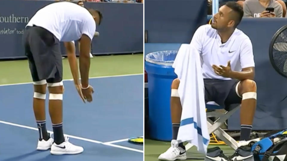 Nick Kyrgios was fuming during the second set. Image: Tennis TV