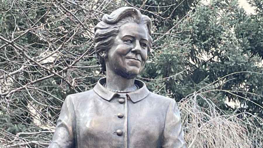 A bronze statue of Helen Jackson Claytor.