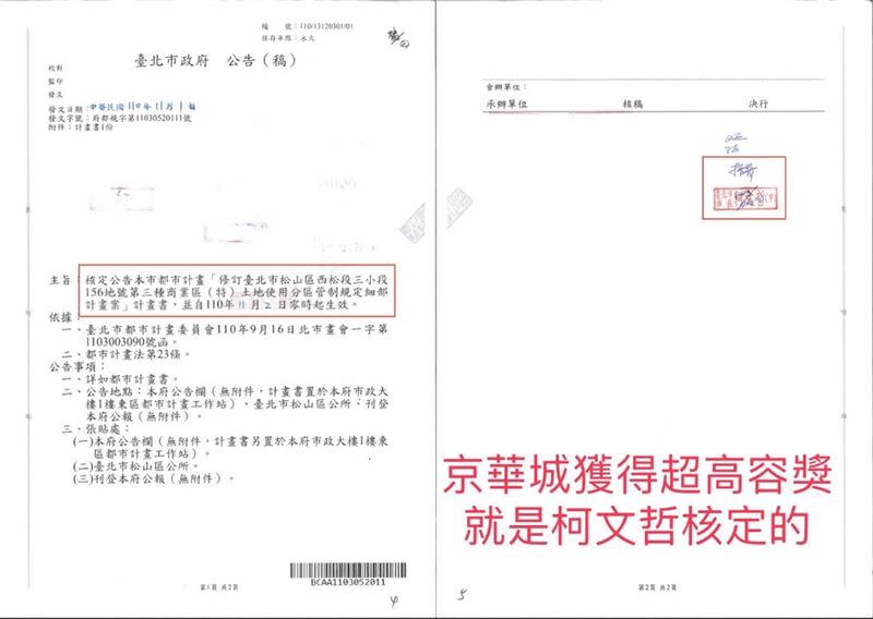 許淑華公開京華城案公文。（圖／翻攝自許淑華臉書）