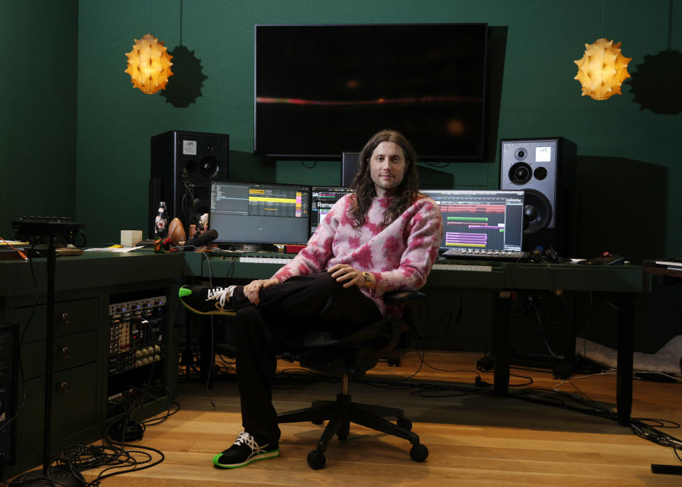 Composer Ludwig Goransson poses for a portrait at his music studio, Wednesday, Nov. 30, 2022, in Glendale, Calif. Goransson, along with Rihanna, is nominated for an Oscar for best original song for "Lift Me Up" from the film "Black Panther: Wakanda Forever." (AP Photo/Chris Pizzello)