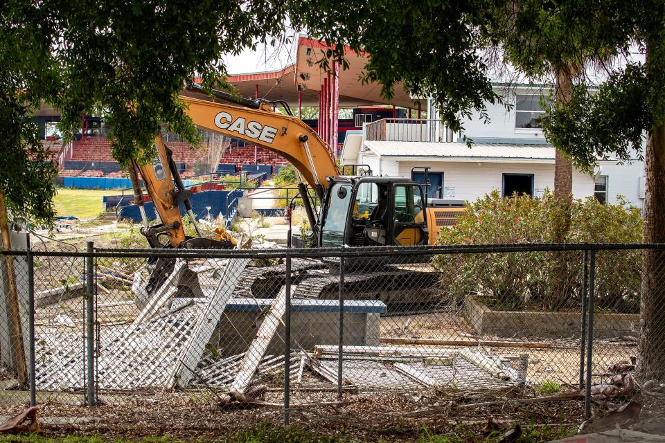 Demolition of Chain of Lakes Stadium in Winter Haven officially began April 8.