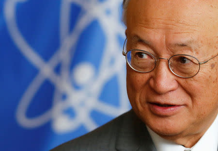 International Atomic Energy Agency (IAEA) Director General Yukiya Amano reacts during an interview with Reuters at the IAEA headquarters in Vienna, Austria September 26, 2017. REUTERS/Leonhard Foeger