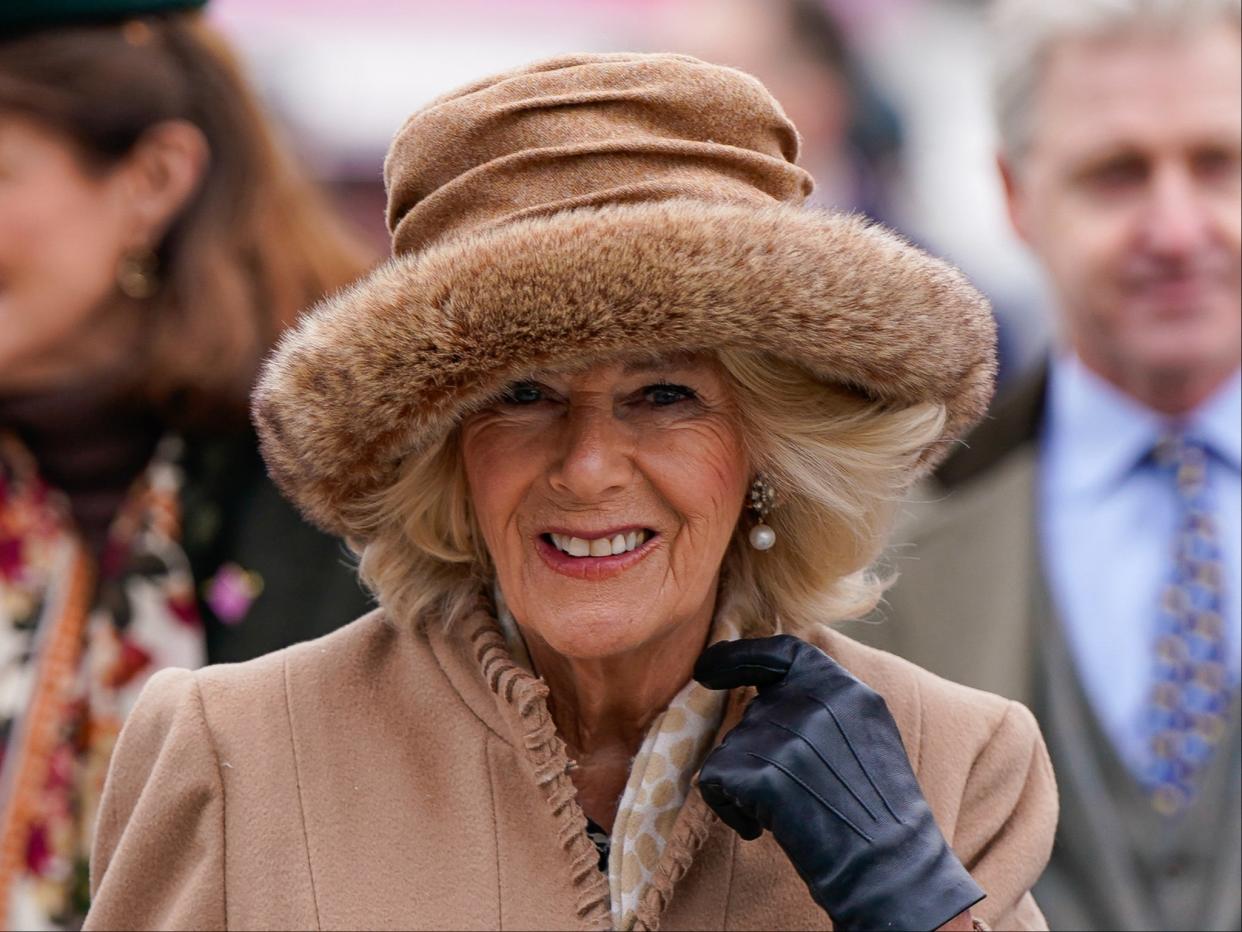 Camilla Queen Consort arrives at Cheltenham Ladies’ Day (Getty Images)