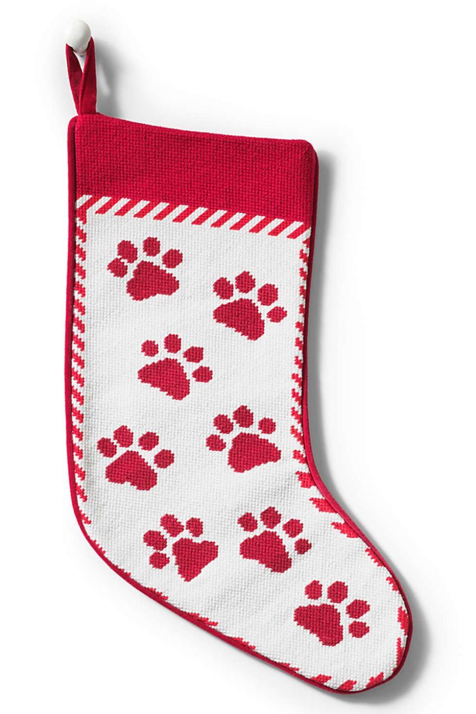 Paw Print Needlepoint Stocking