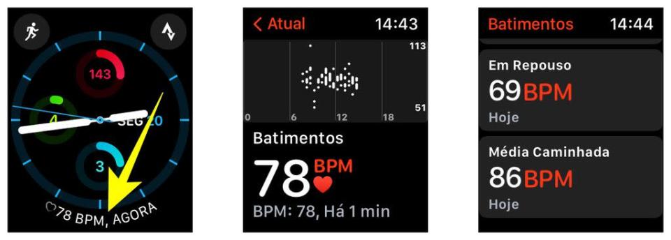 O monitor cardíaco do Apple Watch mostra sua média de batimentos cardíacos durante repousos e caminhadas (Captura de tela: Lucas Wetten)