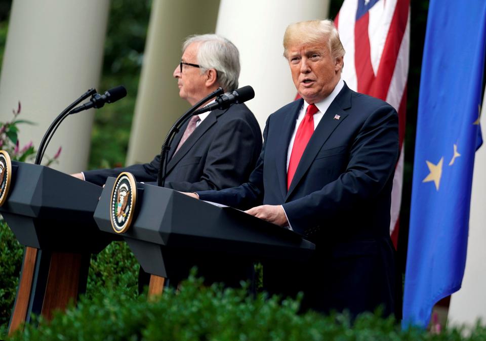 President Donald Trump and European Commission President Jean-Claude Juncker. (REUTERS)