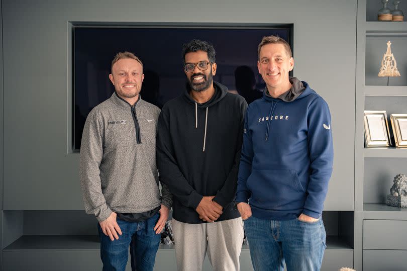 Co-owners of Platinum K9, Ben Luton and John Gardner with comedian Romesh Ranganathan