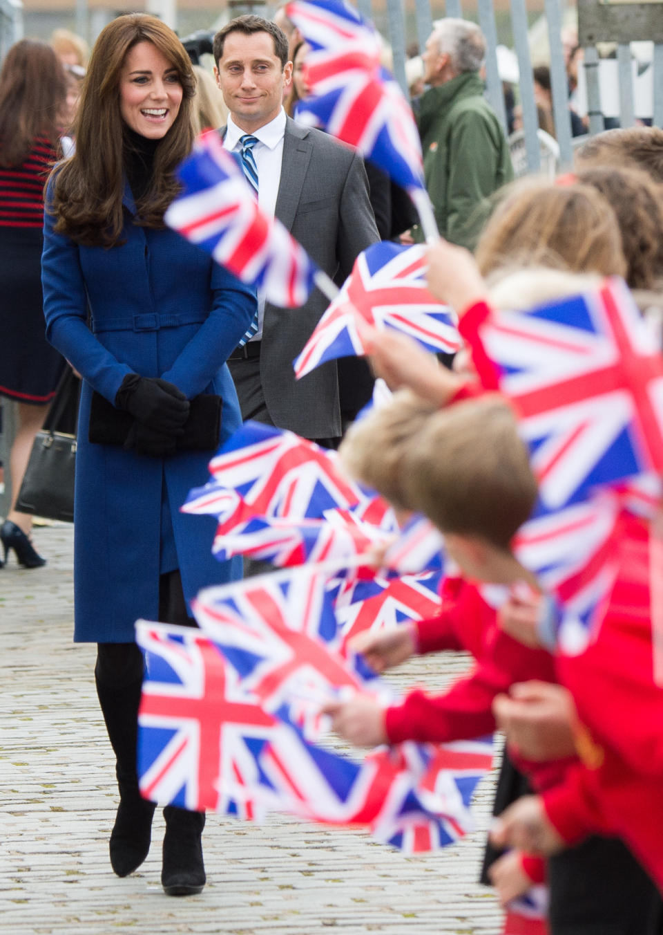 The Duchess of Cambridge in a Christopher Kane coat. 