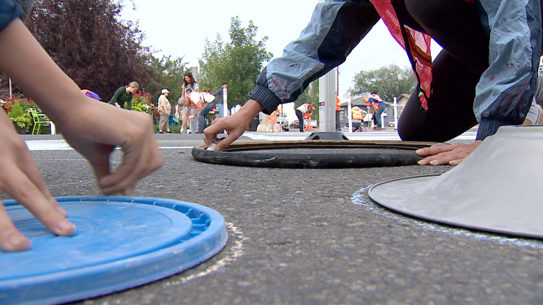 Calgary community tests traffic-calming polka dots