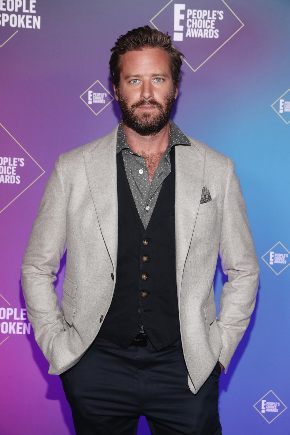 Armie Hammer at the the 2020 E! People's Choice Awards in Santa Monica, November 15, 2020.