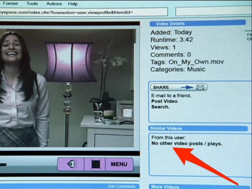 Rachel on her Msypace page on "Glee."