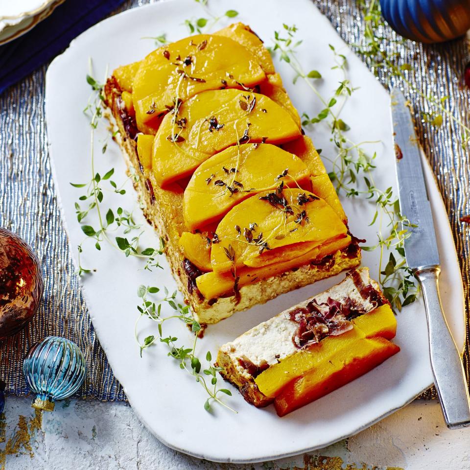 vegetarian christmas recipe caramelised onion and squash baked ricotta