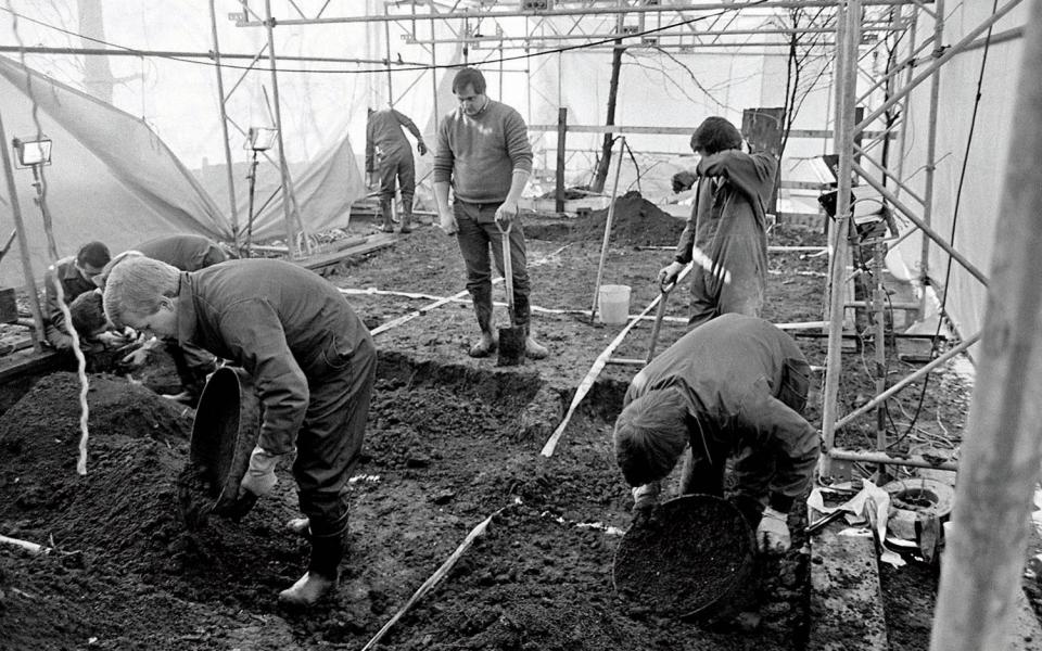 Police dig in the back garden of Nilsen’s former flat in Melrose Avenue, north London, in 1983   - PA