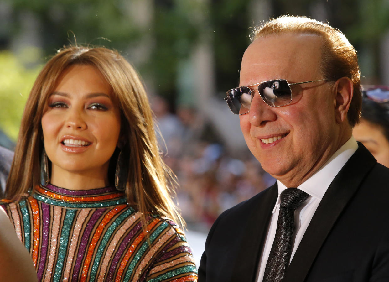 71st Tony Awards  – Arrivals – New York City, U.S., 11/06/2017 - Singer Thalia and music executive Tommy Mottola. REUTERS/Eduardo Munoz Alvarez