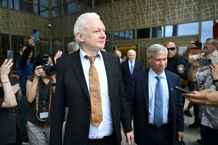 WikiLeaks founder Julian Assange left the court without addressing the press (Yuichi YAMAZAKI)