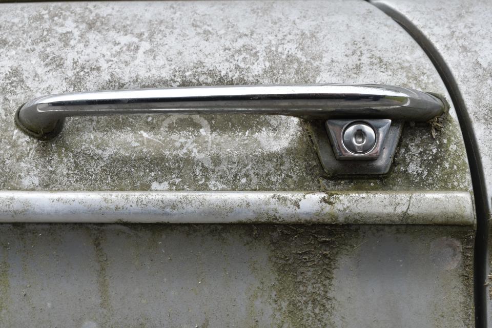 There was a raised patina of grime around the driver's side door handle on this 1969 BMW.