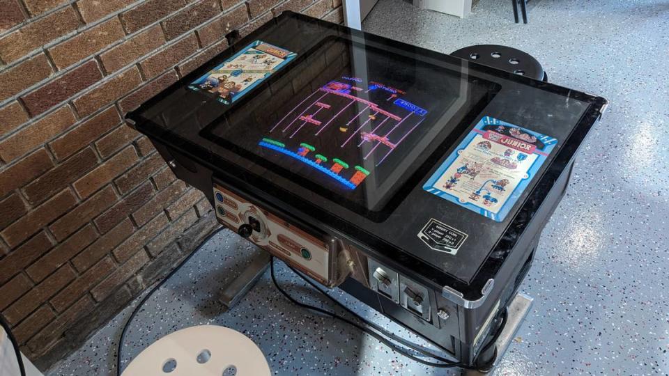 A Donkey Kong Junior cocktail table game at Atomic Pinball Arcade in Wood River