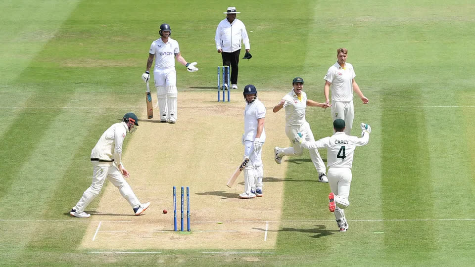 Seen here, Jonny Bairstow stumped by Alex Carey in a moment that has sparked debates over the 'spirit of cricket'.