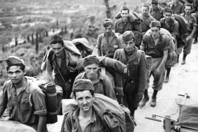 Italian soldiers are taken prisoner by Germany in Corfu, Greece, in September 1943. On October 13, 1943, conquered by the Allies, Italy declared war on Germany, its Axis former partner. File Photo courtesy of the German Federal Archives