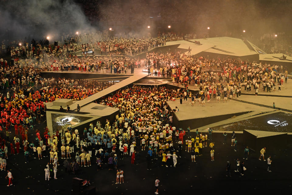 Athletes at the Olympics closing ceremony.