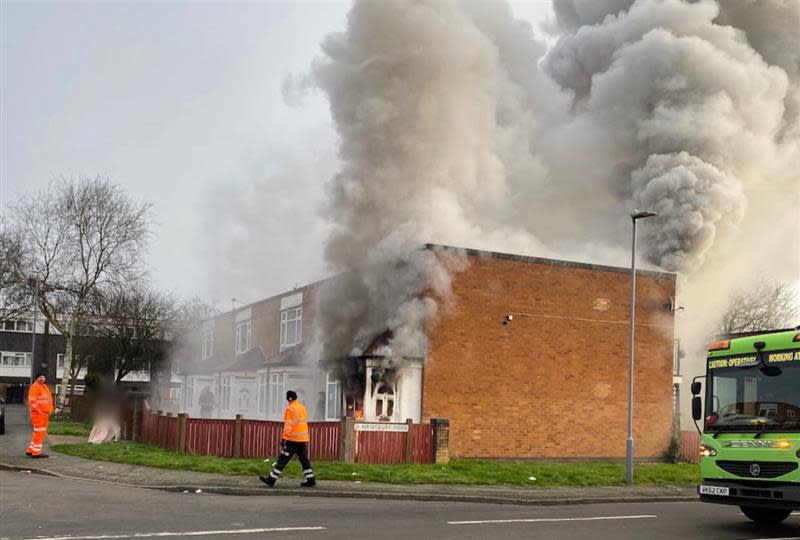 The maisonette in Ridgeway Road, Tipton, caught fire after an e-bike battery exploded. (SWNS)