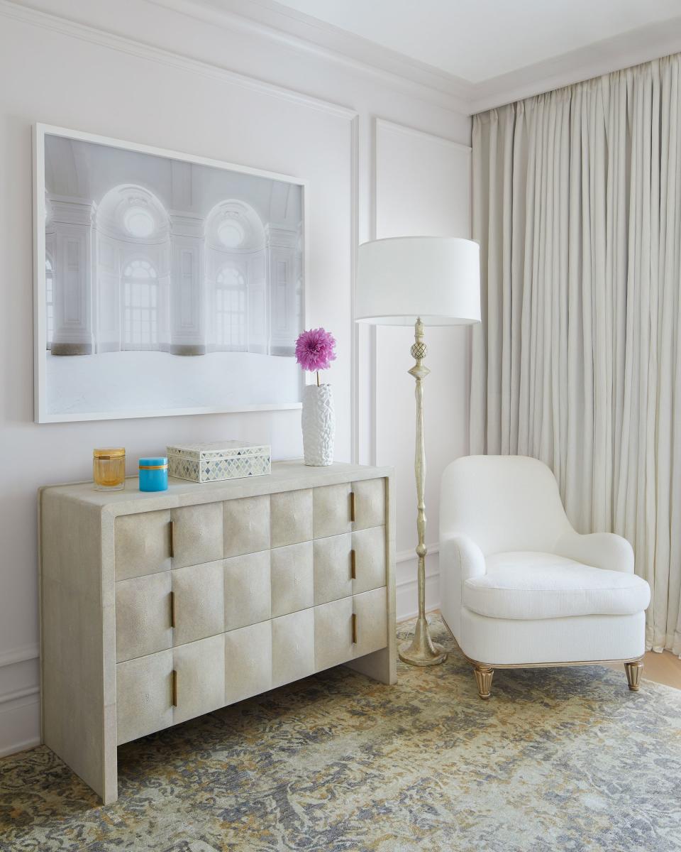 A R&Y Augousti shagreen chest of drawers in the master bedroom.