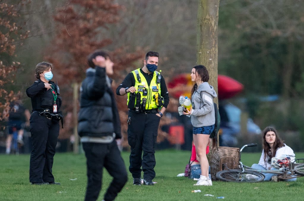 Police dispersing people during lockdown in the spring of 2021 (Joe Giddens/PA) (PA Archive)