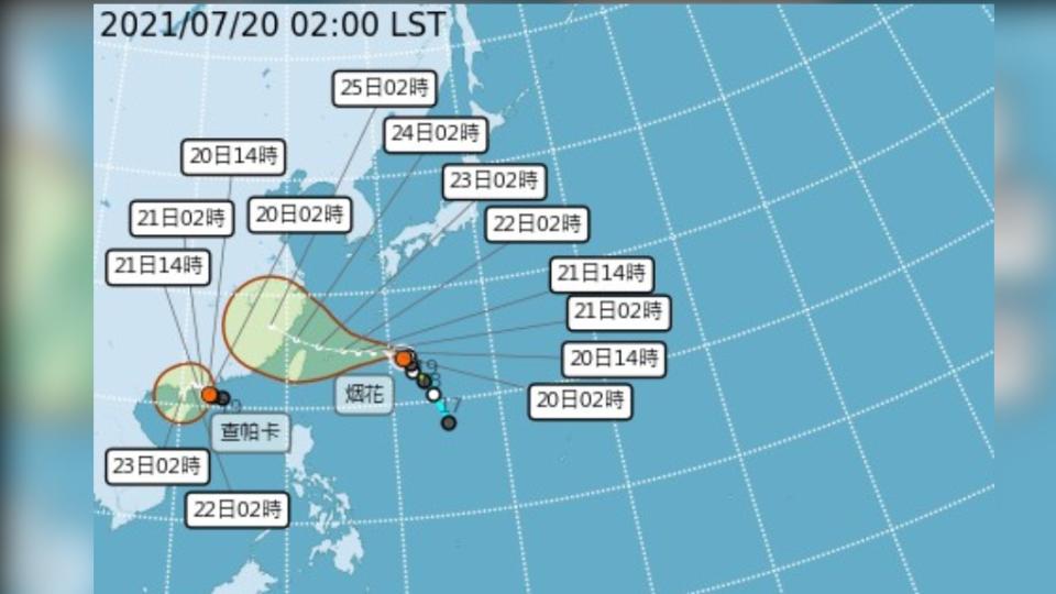 烟花颱風路徑圖曝光。（圖／中央氣象局）