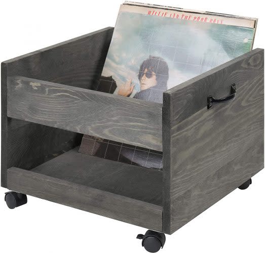 Vinyl record rolling crate, record storage ideas