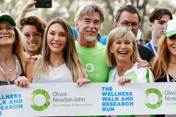 PHOTO: Chloe Lattanzi, John Easterling and Olivia Newton-John attend the Olivia Newton-John Wellness Walk and Research Run, Oct. 6, 2019, in Melbourne, Australia. (Sam Tabone/WireImage via Getty Images)