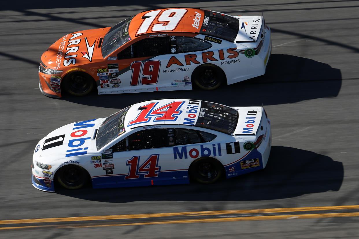 Daniel Suarez (19) was third at Dover, just behind Clint Bowyer in second. (Getty)