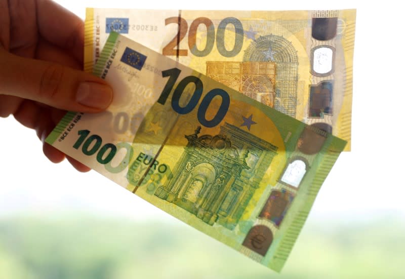 FILE PHOTO: The new 100 and 200 euro banknotes are presented at the headquarters of Germany's Federal reserve Bundesbank in Frankfurt